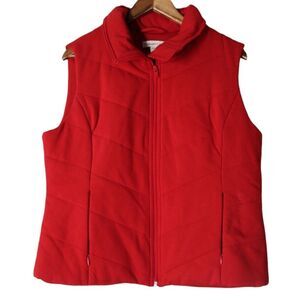Coldwater Creek Red Full Zip Puffer Vest Womens Size L 14